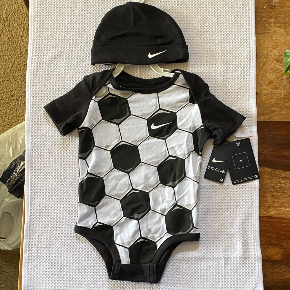 Nike Black and White Soccer Baby Bodysuit Set